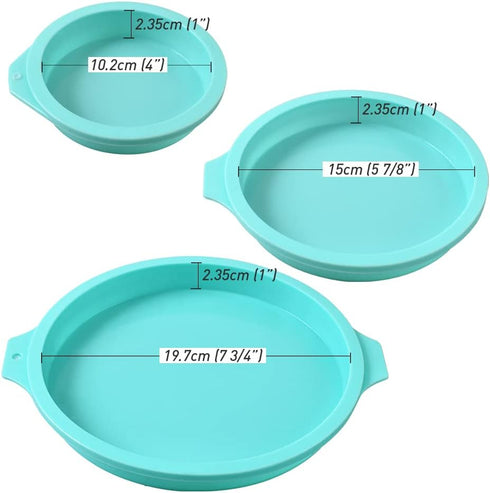 Newk Silicone Round Cake Mold - 3 Packs for Layer Cakes, Rainbow Cakes, Resin Coasters (4”, 6”, 8”)