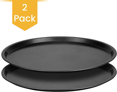 DecorRack 13 Inch Carbon Steel Pizza Pan, Non-Stick Coating, Heavy Duty Round Baking Tray for Oven Use