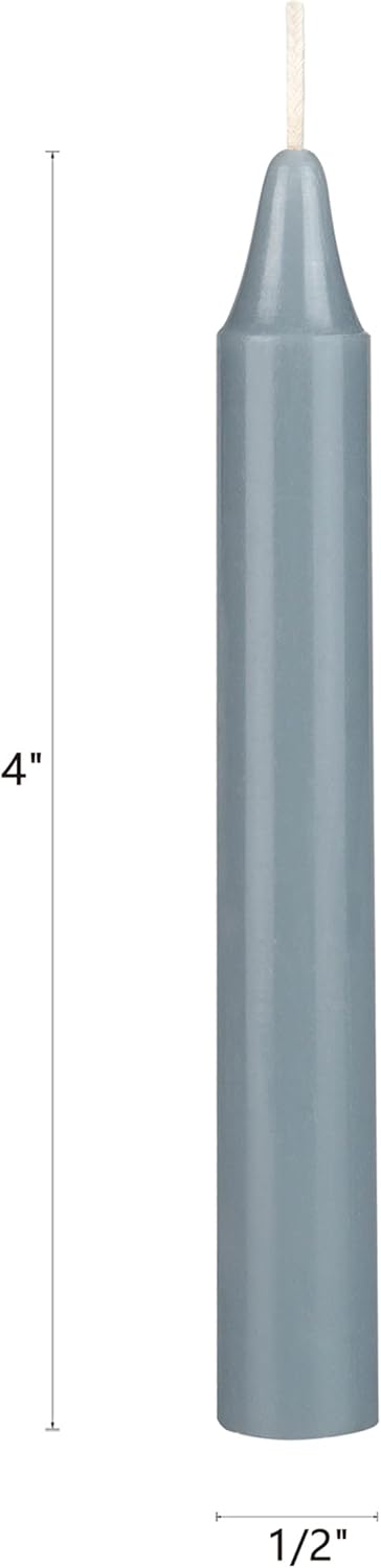 Mega Candles 20 pcs Unscented Gray Mini Taper Spell Candles - 4 Inch Tall x 1/2 Inch Diameter