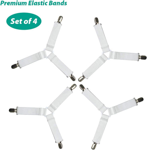 Bed Sheet Holder Straps - Fitted Sheet Keepers Fasteners, Elastic Adjustable Holders for a Wrinkle-Free Bed Sheet