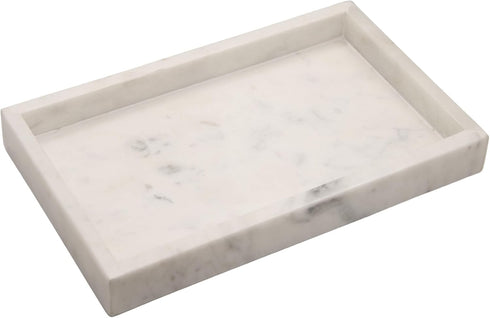 Natural Marble Tray for Desktop/Kitchen/Vanity/Bathroom, Stone Organizer Tray for Coffee Table, Plate Holder for