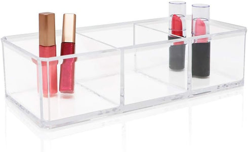 Isaac Jacobs Clear Acrylic 3 Section Organizer - Three Compartment Drawer Tray for Office & More