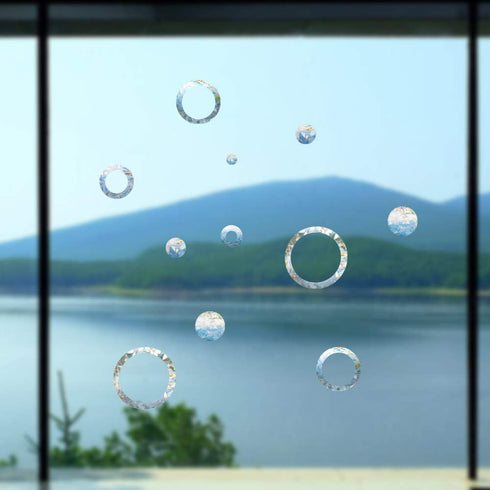 Ring and Circle Static Window Clings, Anti Collision Decals for Bird Strikes, Set of 35