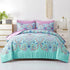 Set, 5 Set DHSFKBE Twin Comforter Piece Bed in a Bag, Boho Aqua and Lilac Damask Medallion Print Comforter with Sheets