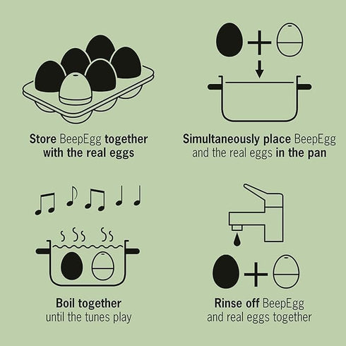 BeepEgg Basic Red Musical Egg Timer for Boiling Eggs, Food Safe, 3 Levels of Doneness - Brainstream