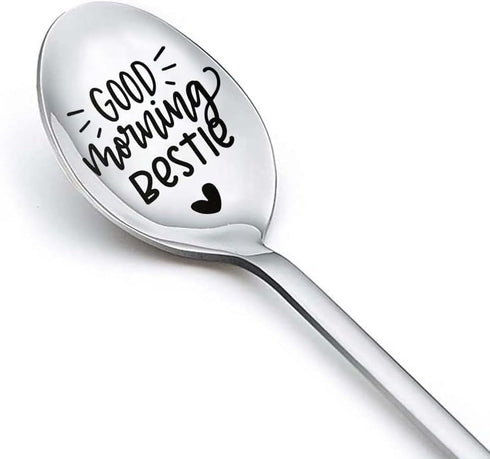 Bestie Best Friend Spoon Gifts for Women and Teen Girls - Good Morning Spoons for Coffee and Tea Lovers