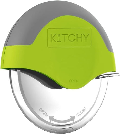 Kitchy Pizza Cutter Wheel with Protective Blade Cover, Ergonomic Slicer, Green