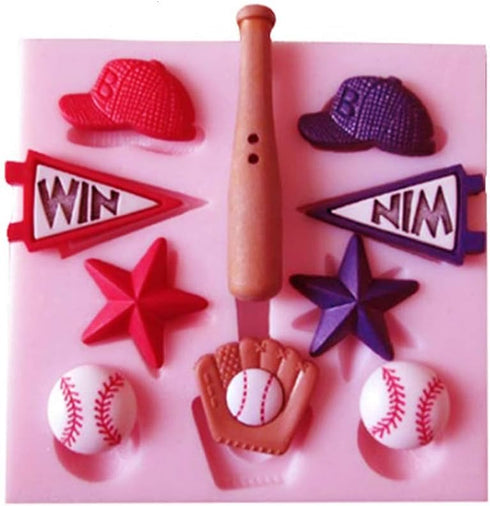 2Pcs/Set Baseball Fondant Mold for Cake Decorating, Silicone Chocolate Candy Sugar Paste Mold