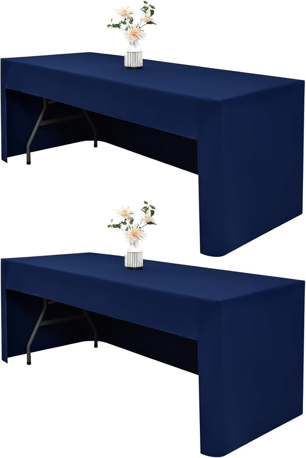 Wolkemer 2 Pack Open Back Fitted Tablecloth 4ft Rectangle (48x24 Inch), 3-Sided