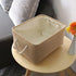 TheWarmHome Decorative Basket Rectangular Fabric Storage Bin with Handles for Clothes (Beige)
