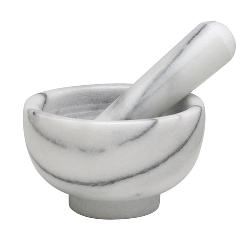 HIC Kitchen Mortar and Pestle Set, Solid Fine-Quality Carrara Marble Spice Herb Grinder