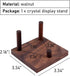 Walnut Crystal Display Stand, Three-Peg Easel for Fossil, Coral, Geodes, Rock, Mineral, Agate