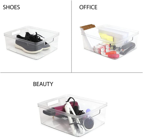 Isaac Jacobs 2-Pack Large Clear Storage Bins, Plastic Organizer for Home, Office, Kitchen, Bathroom, BPA Free