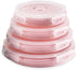 CARTINTS Silicone Collapsible Food Storage Containers, Set of 4 Round Bowls with Lids, Microwave & Freezer Safe