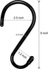 4 Pack Large S Hooks for Hanging Heavy Duty, 6 inch Non Slip Vinyl Coated Metal Closet S Hooks for Hanging Kitchen Utensil Pot Pan Cups Clothes Jeans Towels Hats Bags Plants (Black) by Mzekgxm