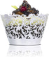 YOZATIA 60 Silver Vine Lace Cupcake Wrappers, Laser Cut Liners for Weddings and Special Events