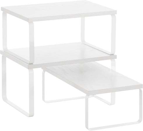 SONGMICS Cabinet Organizer Shelf, Set of 3 Kitchen Counter Shelves, Kitchen Storage,
