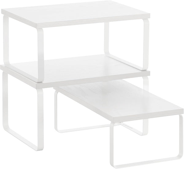 SONGMICS Cabinet Organizer Shelf, Set of 3 Kitchen Counter Shelves, Kitchen Storage,