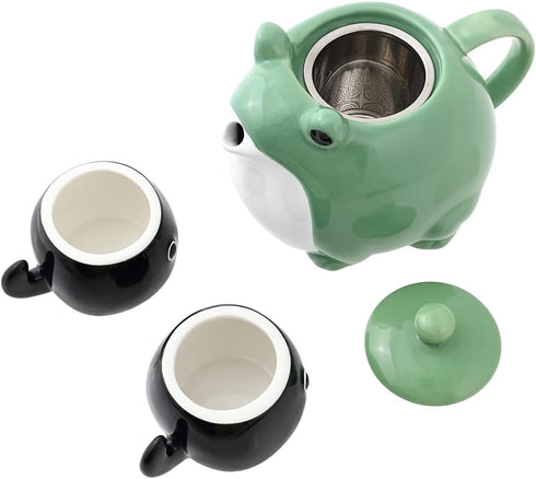 HAKONE YOSEGI Set, (30 oz 2 5 oz Frog Teapot & Cup Japanese Tea Service with Filter & Gift Box Teapot, Cups)