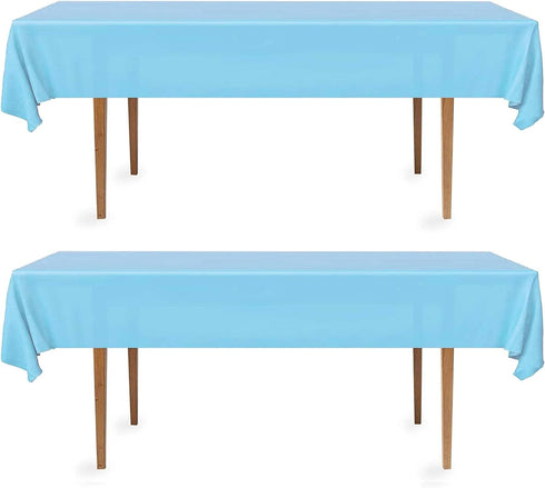 DecorRack 2 Rectangular Tablecloths, BPA-Free Plastic, 54 x 108 inch for Parties, Picnic, Light Blue