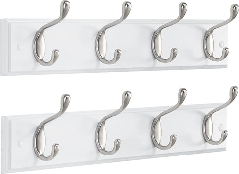 AMADA HOMEFURNISHING Coat Rack Wall Mount, 2 Pack Wall Hooks for Coats and Hats - White