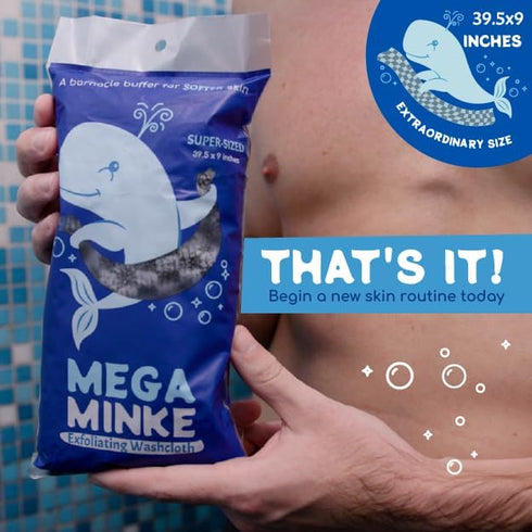 JJ KENT MEGA Minke Exfoliating Washcloth - Reusable Exfoliating Body Scrubber and Dead Skin Remover for Super Soft Skin