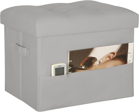 BelugaHelper Folding Storage Ottoman. Foot Rest Stool with Thicker Foam Padded Seat.