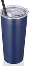 VEGOND 20oz Tumbler Bulk with Lid and Straw - Stainless Steel Vacuum Insulated Travel Mug, Navy Blue