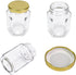 Rormket 12 Pack 4oz 12 Glass Hexagon Honey Jars Golden Lids - Extra Wooden Honey Dipper Sticks, Bee Charms, Tag String