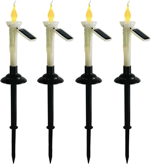 4Pcs Solar Taper Candles with Holders, Waterproof LED Candles Light Rechargeable Tapered