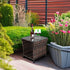 Rpuzonier Wicker Rattan Side Table, Outdoor Square Rattan Coffee End Table with Tempered Glass Top and Storage