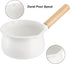 Jucoan 1 Quart Enamel Milk Pan - Small Saucepan with Dual Pour Spout and Wooden Handle for Home Cooking