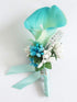 Calla Lily Boutonniere for Men, Wedding Groom Best Man Boutonniere, Set of 6 for Ceremony, Turquoise