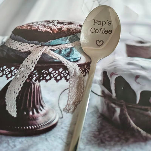 Fun Pop's Coffee Spoon Gifts from Grandkids, Engraved Coffee Lover Gifts for Grandpa Papa