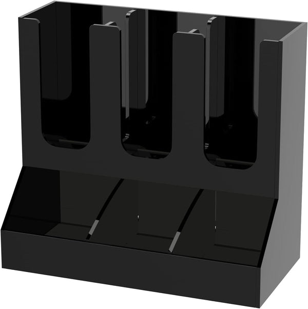 Richboom Cup and Lid Organizer, 6 Compartments with 2 Removable Dividers for Coffee Station - Black Countertop Caddy