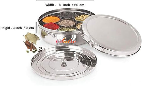 Satre Online and Marketing 7 2 Masala Box with Spice Containers and Spoons, Lid Included