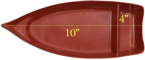 Happy Sales HSSB-10RB Sushi Boat Shape Plate - Sushi Sashimi Serving Plate Melamine Plastic Tray, 10 x 4.5 Inch (Red