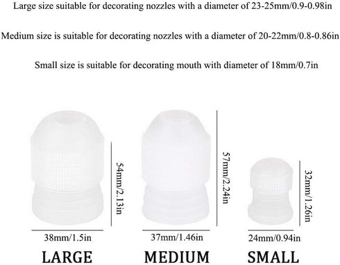 3pcs Cake Decorating Couplers Set, S/M/L Plastic Icing Piping Bag Converter Cream Nozzle Pastry Tool Home Tips