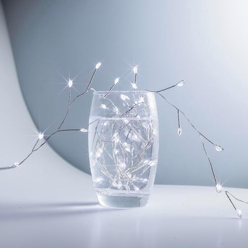 20 200LED Fairy Lights Plug in, Feet Cool White Silver Wire Firecracker Firefly Lights with Remote, Waterproof Copper