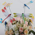 XIZHI 40 Pcs 3D Artificial Dragonfly Garden Ornaments, Miniature Fairy Garden Decoration, Yellow, Blue, Green, Red