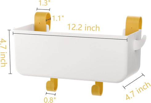 2 Pack yarlung Bedside Organizer Hanging Caddy, Bunk Bed Shelf Plastic Storage Basket with Hooks for Dorm, Bathroom