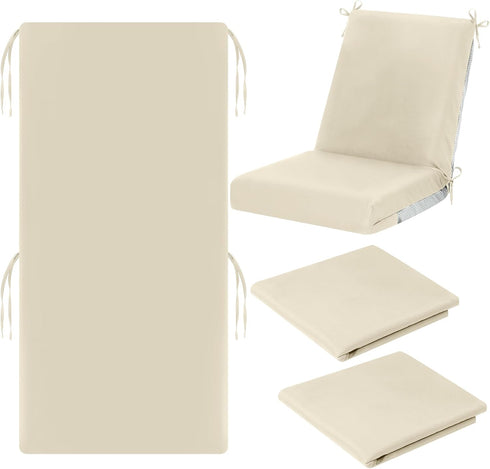 Tudomro 2 Pcs Outdoor High Back Chair Cushion Covers (Not Includes Cushion)