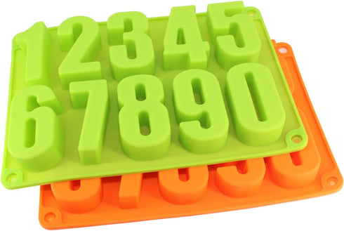 Large Silicone Number Mold 0-9, Chocolate Cake Biscuit Jewelry Gummy Baking Pan, Green Soft Mold