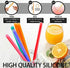12 Pcs Eco Friendly Silicone Straws with 2 Cleaning Brushes, Reusable for 30oz and 20oz Tumblers (Pure Multicolor, 10