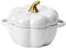 Pumpkin Bowl Set with Lid and Handle, 14 Oz Ceramic Ramekins for Baking, Oven Safe (White)