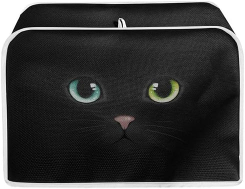 Black Cat Face Slice Toaster Cover, Aesthetic Cute Kitten Washable Polyester Toaster Cover, Pet Lovers Quilted