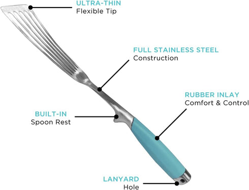14.5'' Toadfish Ultimate Nonstick Fish Spatula, Stainless Steel Metal Spatula, Slotted Turner Perfect for Cooking