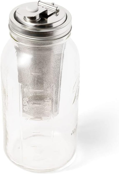 Jarware Cold Brew Coffee Maker and Tea Infuser Lid for Wide Mouth Mason Jars, Black