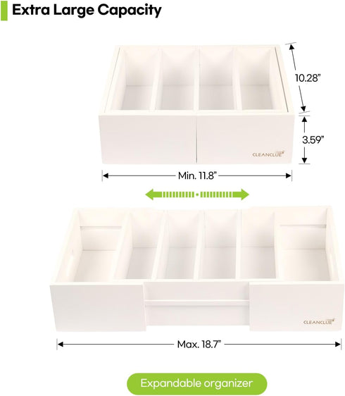 Expandable Kitchen Cabinet Organizer for Food Storage Container Lids, Bamboo Drawer Caddy with Adjustable Dividers