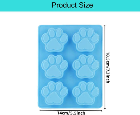 2 PCS Silicone Molds Puppy Dog Paw,6 Cavity Puppy Cat Mould for for Homemade Treats and Cat Animal Paw Ice Candy Chocolate Baking Mold
